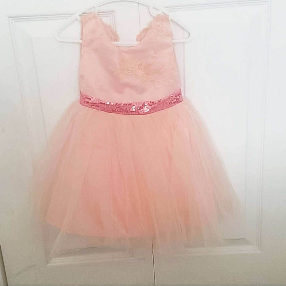 Pink Tulle Dress with Sparkly Sash | 2T | Special Occasion Formal Dress